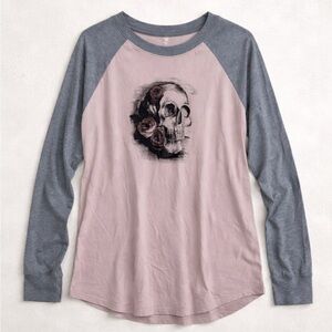 Torrid 2024 Skull Floral Classic Fit Crew Heritage Jersey Tee Woman 3X Pink Grey
